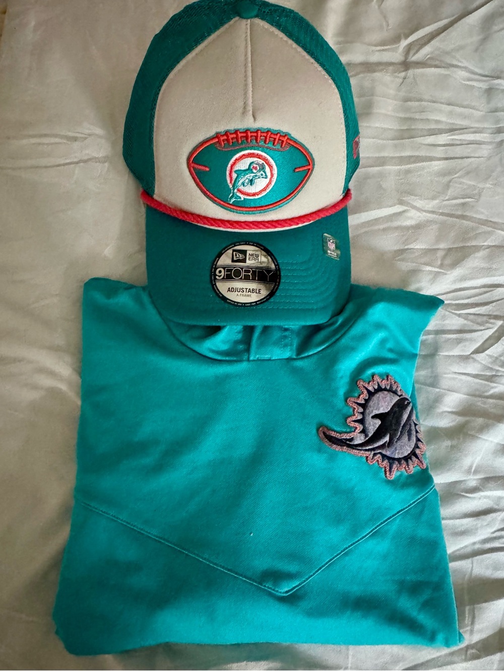 NFL Miami Dolphins Nike Dri-Fit Hoodie Size Medium & New Era 9Forty Snapback Cap - Picture 14 of 14